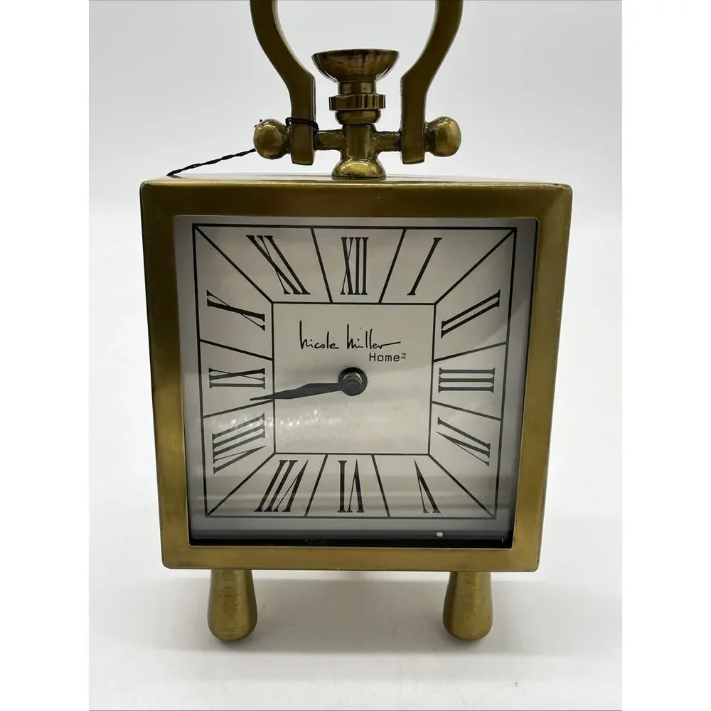 Nicole Miller Home Gold Retro table or mantle Clock 11”x6”